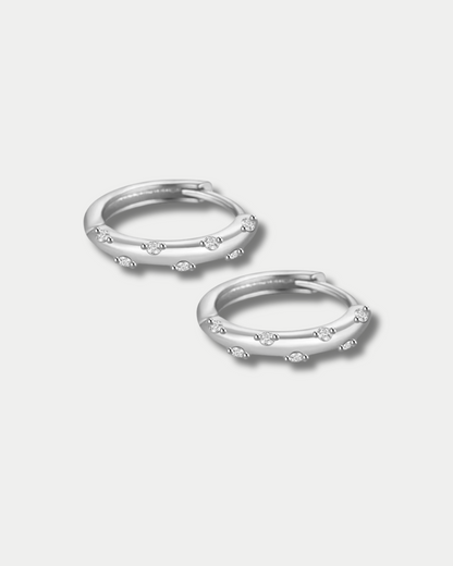 Sparkly Hoop Earrings Sterling Silver 925